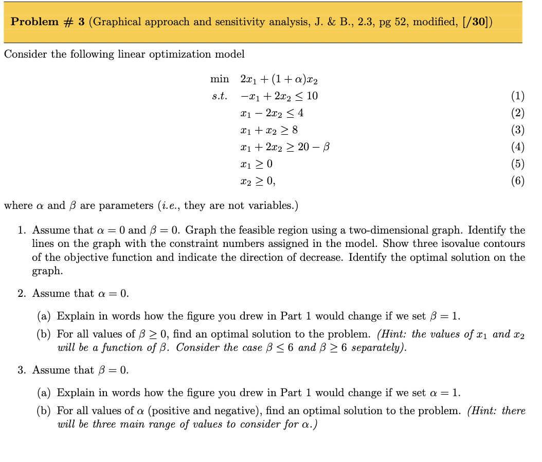  Problem \# 3 (Graphical approach and sensitivity analysis, J. \& B.,