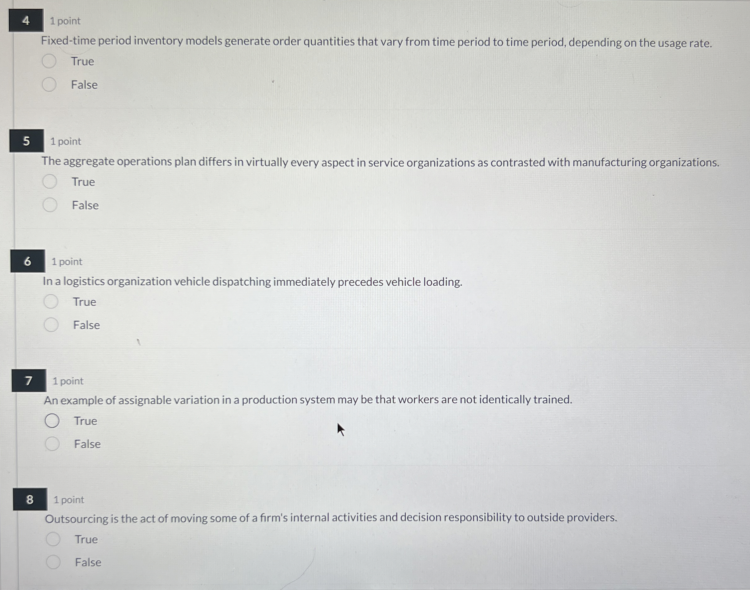  4 1 point Fixed-time period inventory models generate order quantities that