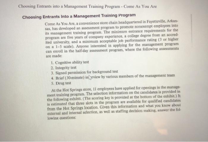  Using the decision-making process from the previous question, which three applicants