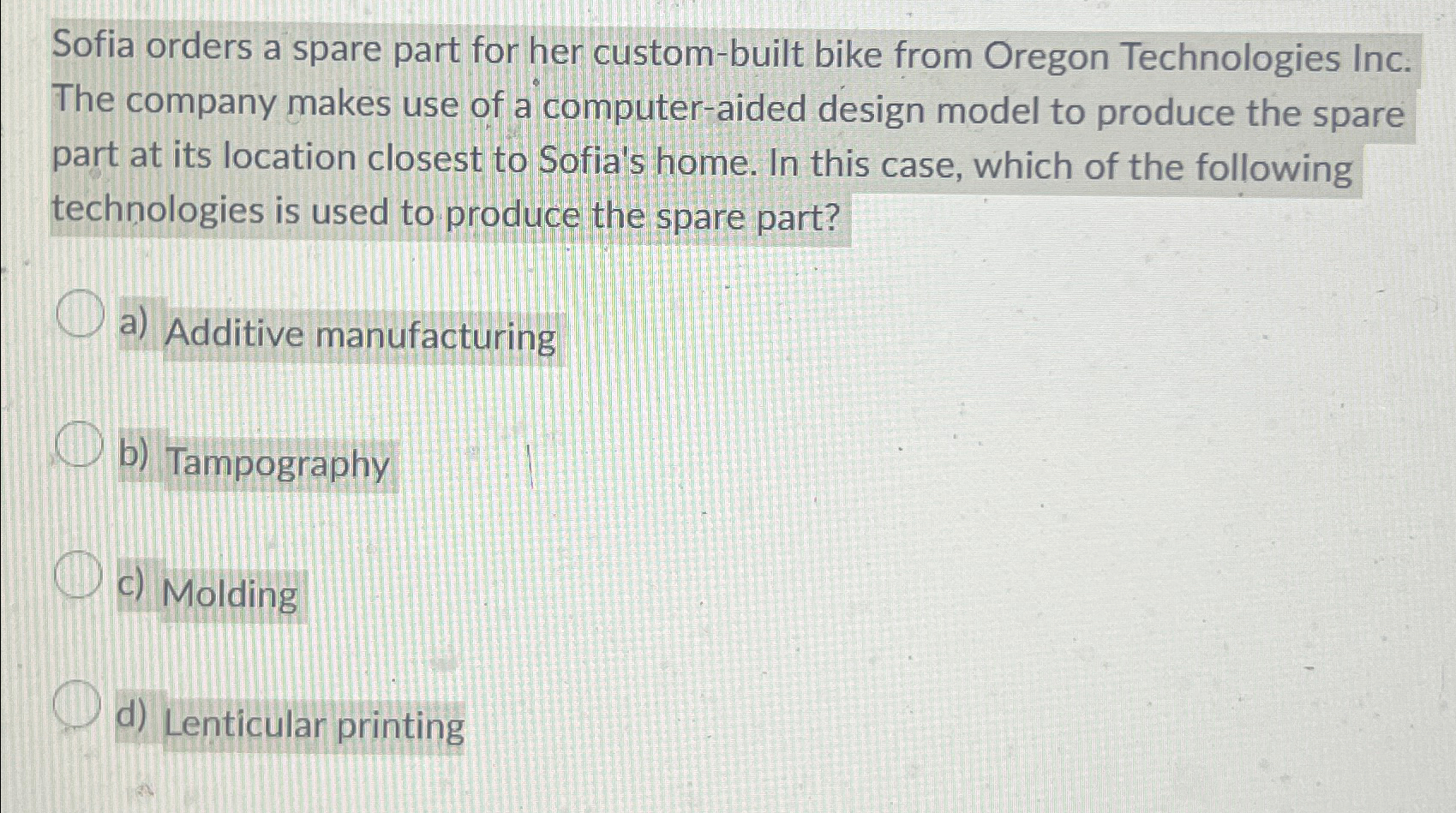  Sofia orders a spare part for her custom-built bike from Oregon