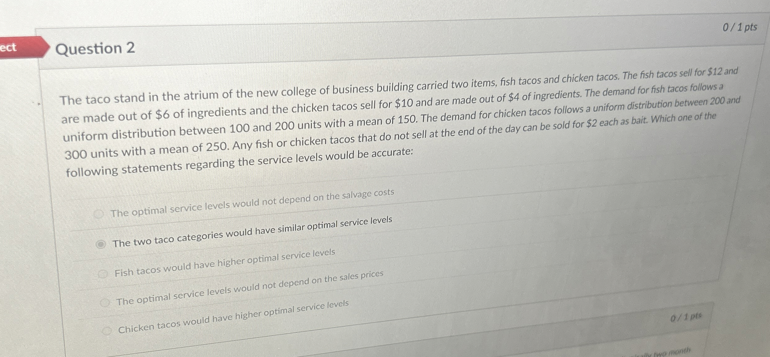  01 pts ect Question 2 The taco stand in the atrium