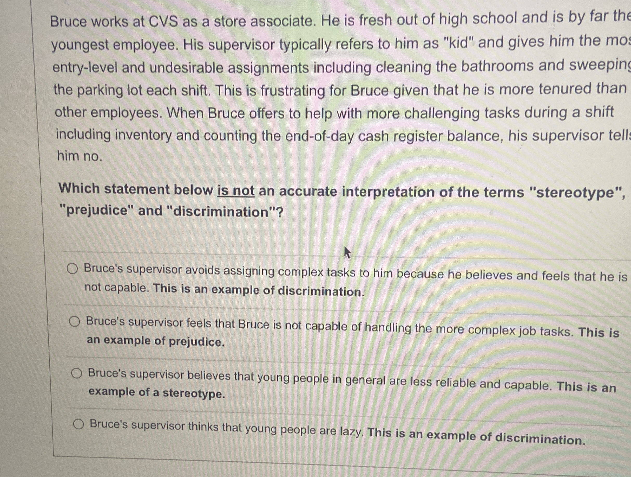  Bruce works at CVS as a store associate. He is fresh