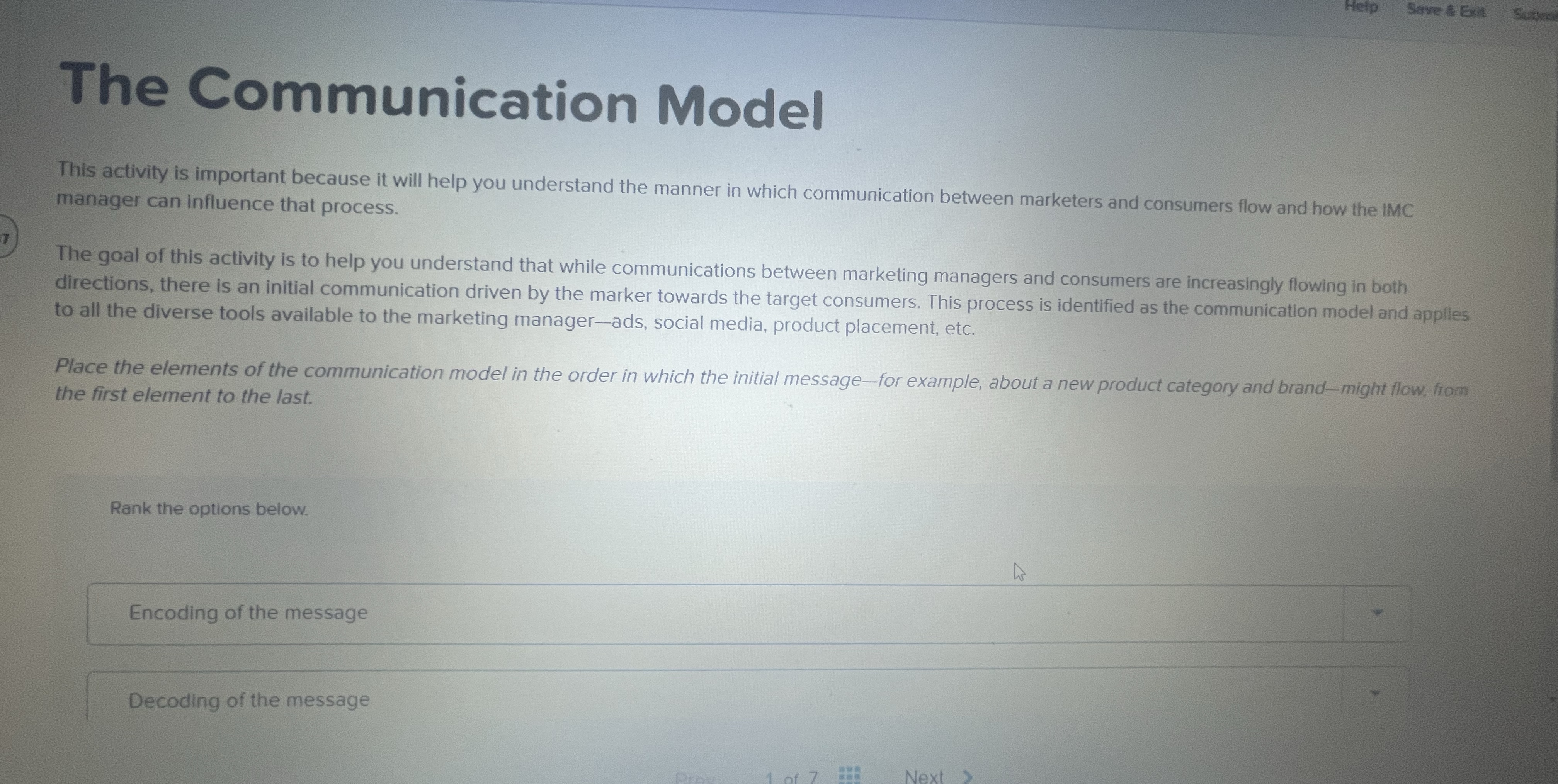  The Communication Model This activity is important because it will help