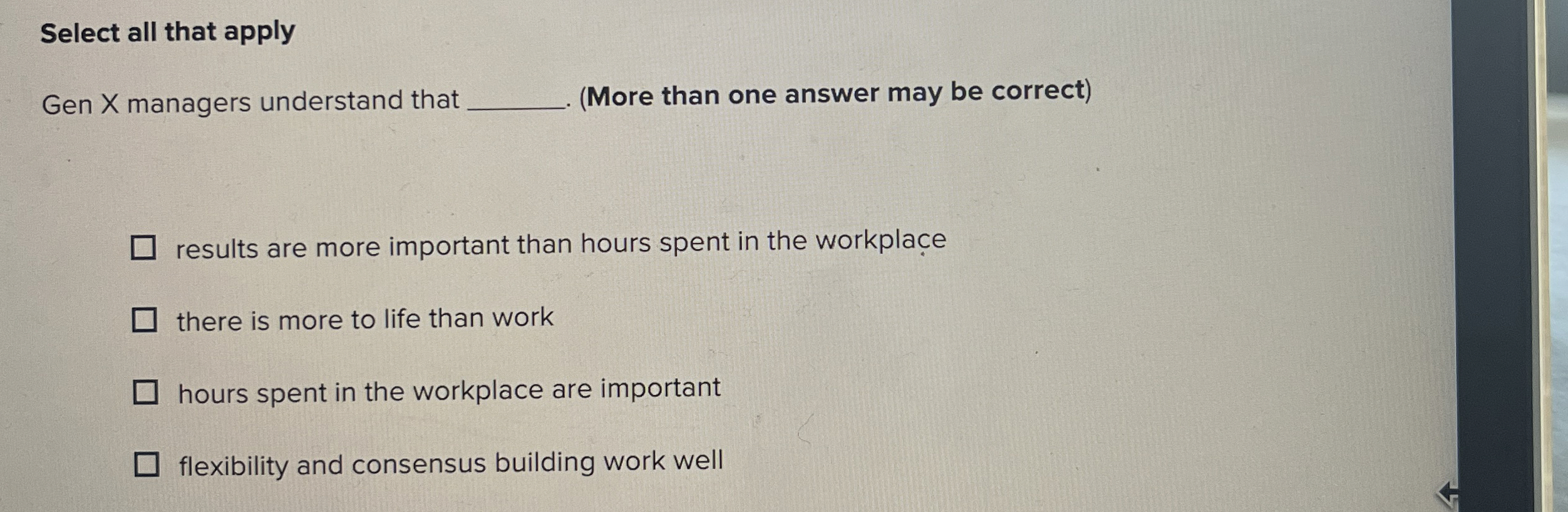  Select all that apply Gen X managers understand that q,(More than