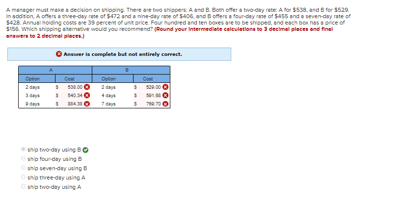  Q3. Please help me complete the table. A manager must make