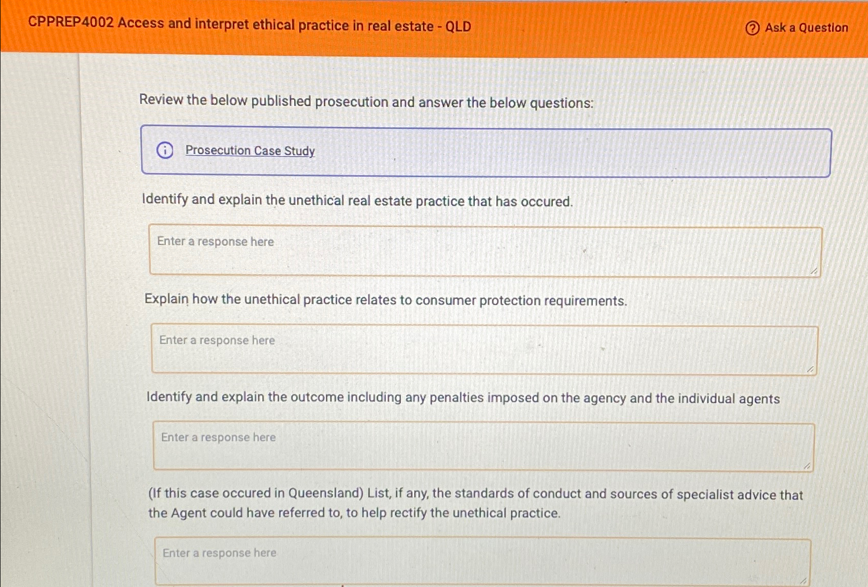  CPPREP4002 Access and interpret ethical practice in real estate - QLD