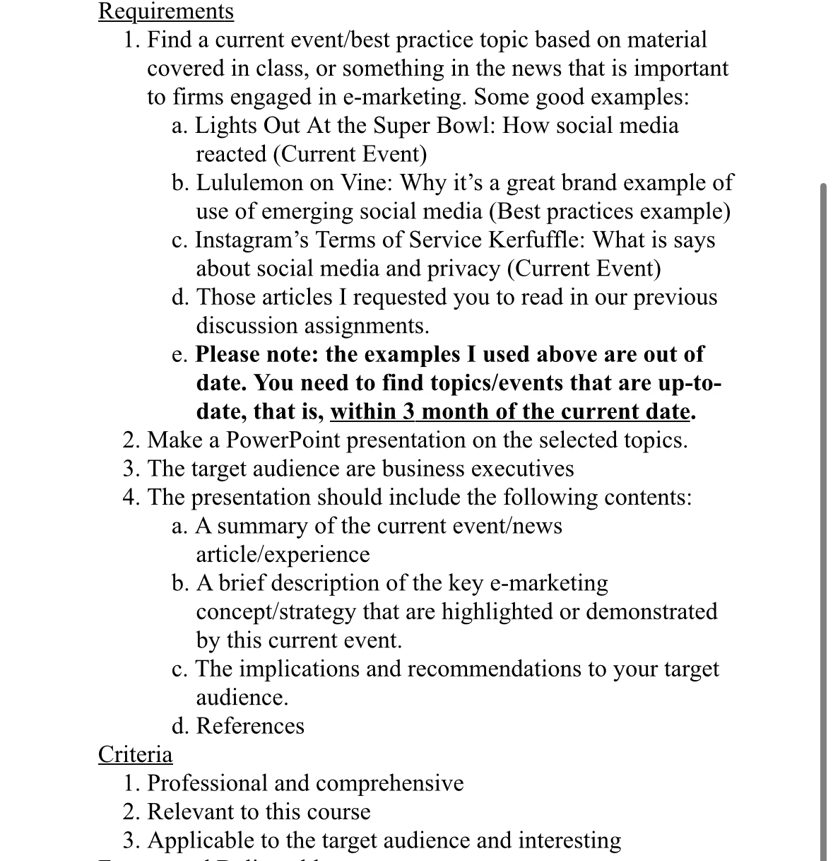  Requirements Find a current event/best practice topic based on material covered