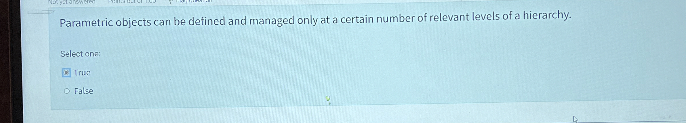  Parametric objects can be defined and managed only at a certain