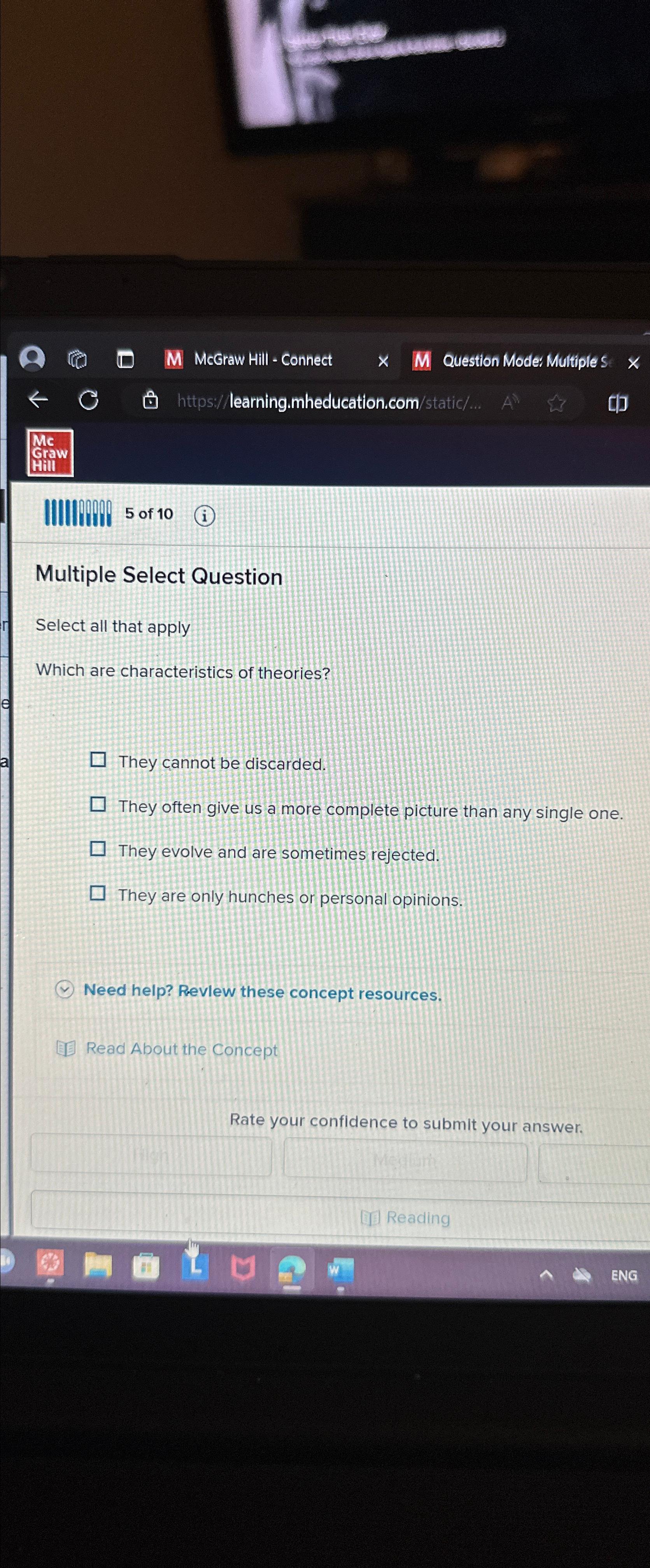  5 of 10 (i) Multiple Select Question Select all that apply