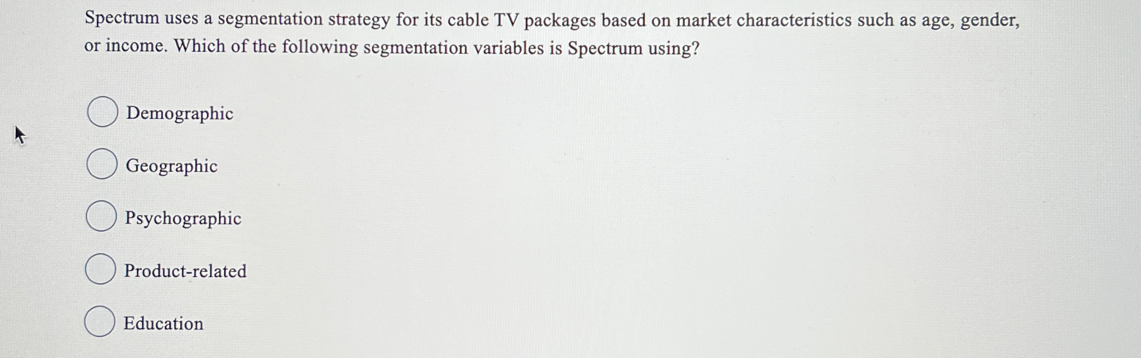  Spectrum uses a segmentation strategy for its cable TV packages based