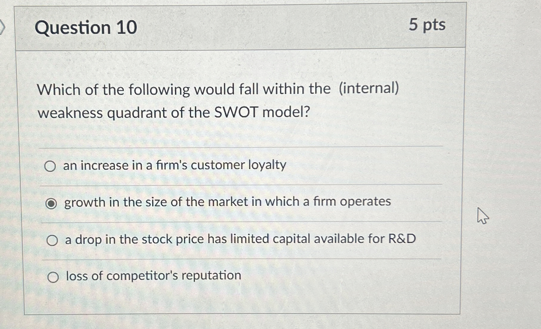  Question 10 5 pts Which of the following would fall within