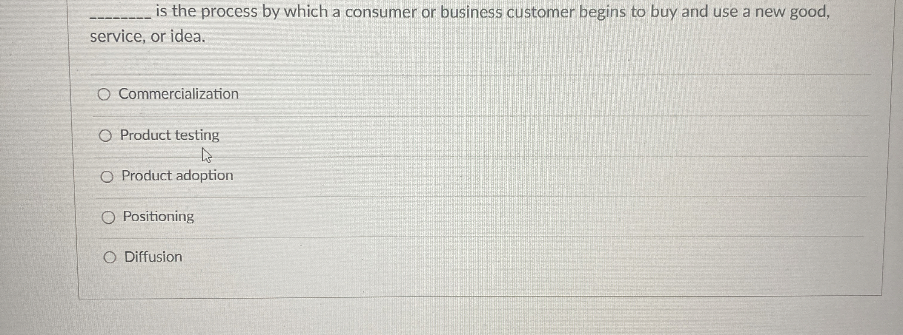  q, is the process by which a consumer or business customer