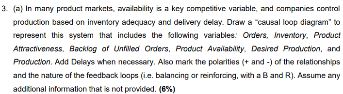 please draw a casual loop diagram by hand for the follwoing