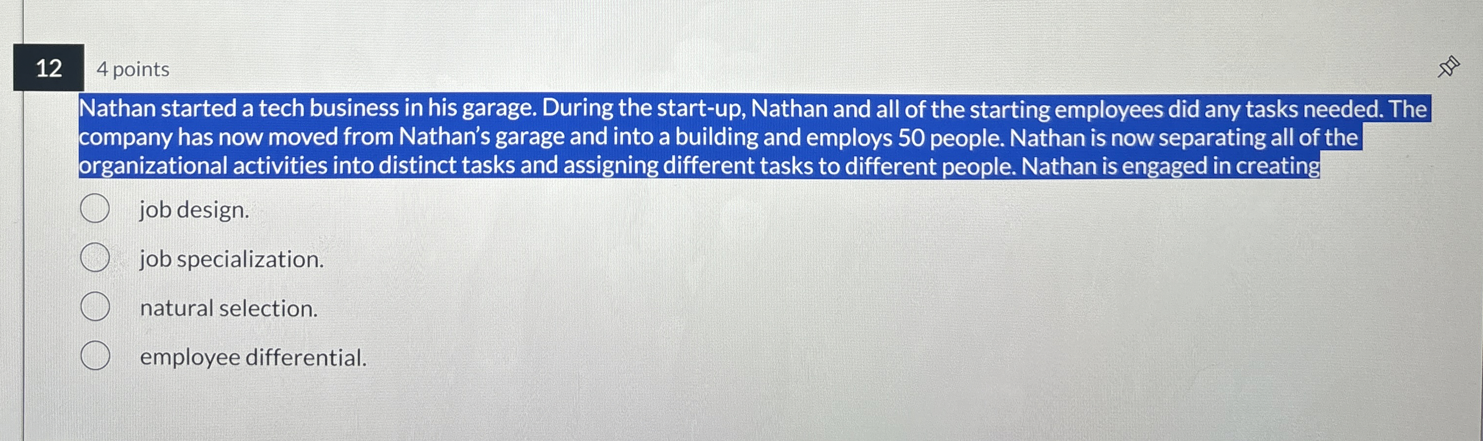  12 4 points Nathan started a tech business in his garage.