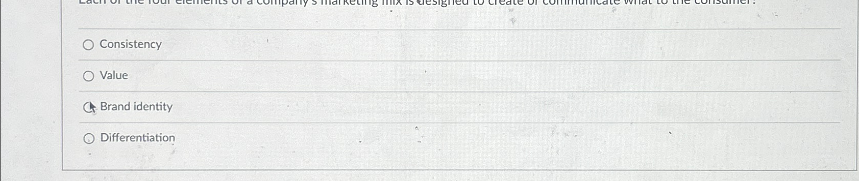  Consistency Value Brand identity Differentiation 