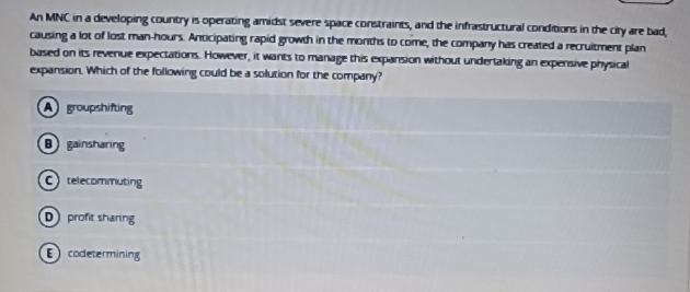  An MNC in a developing country 8 operating amidst severe space