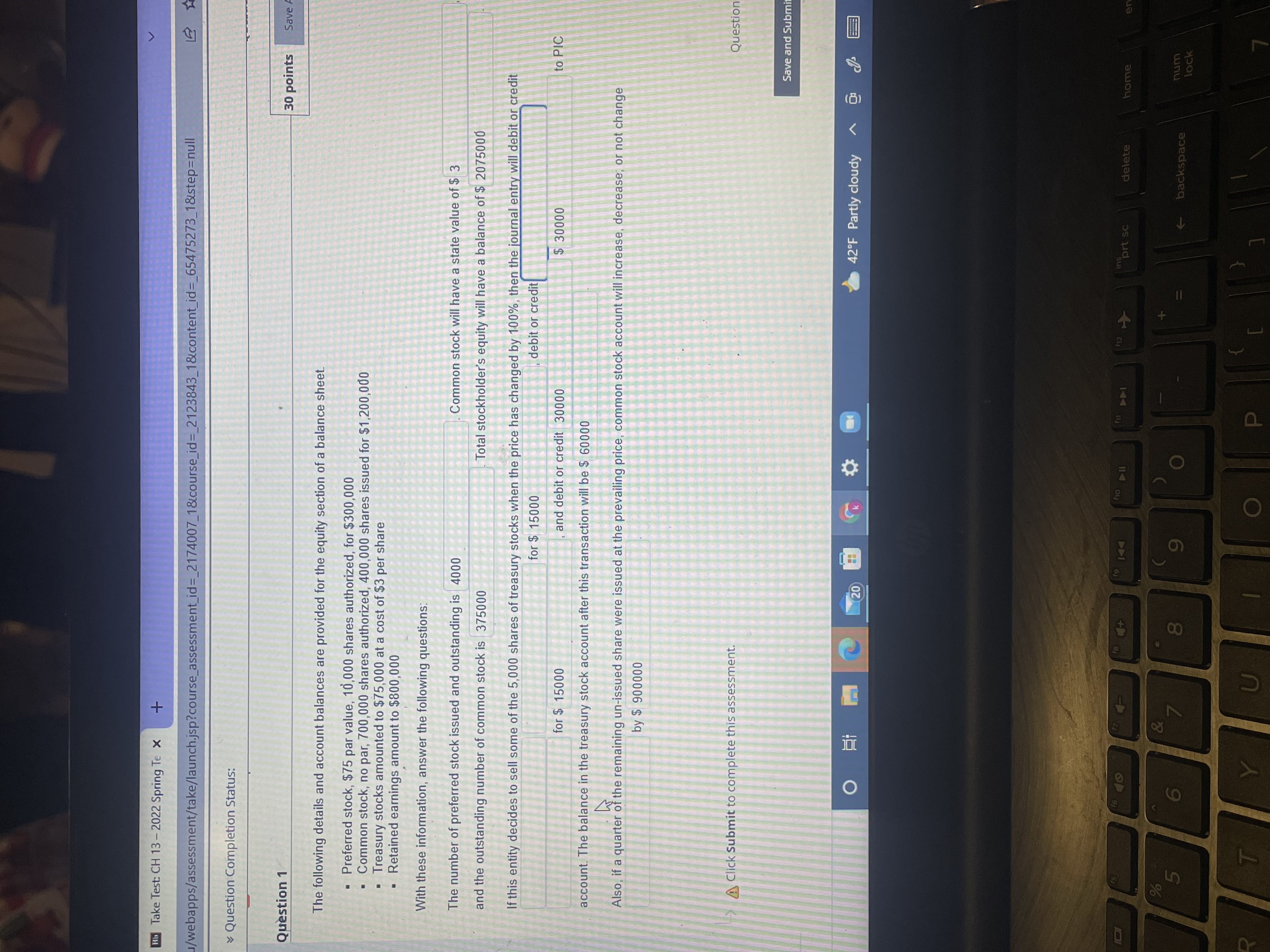  V R Take Test: CH 13 - 2022 Spring Te x