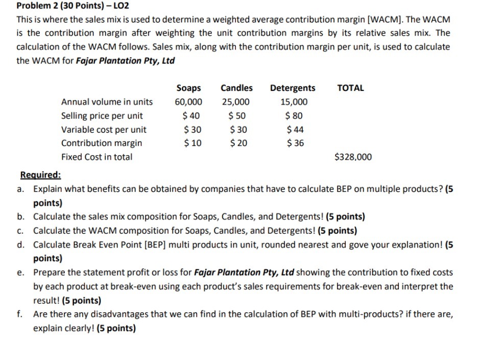  Problem 2 [30 Points] - L02 This is where the sales