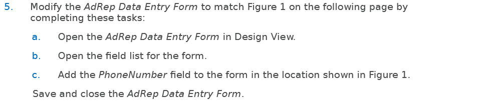 5. Modify the AdRep Data Entry Form to match Figure 1