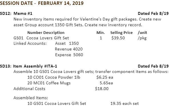 SESSION DATE - FEBRUARY 14, 2019 SD12: Memo #1 Dated Feb
