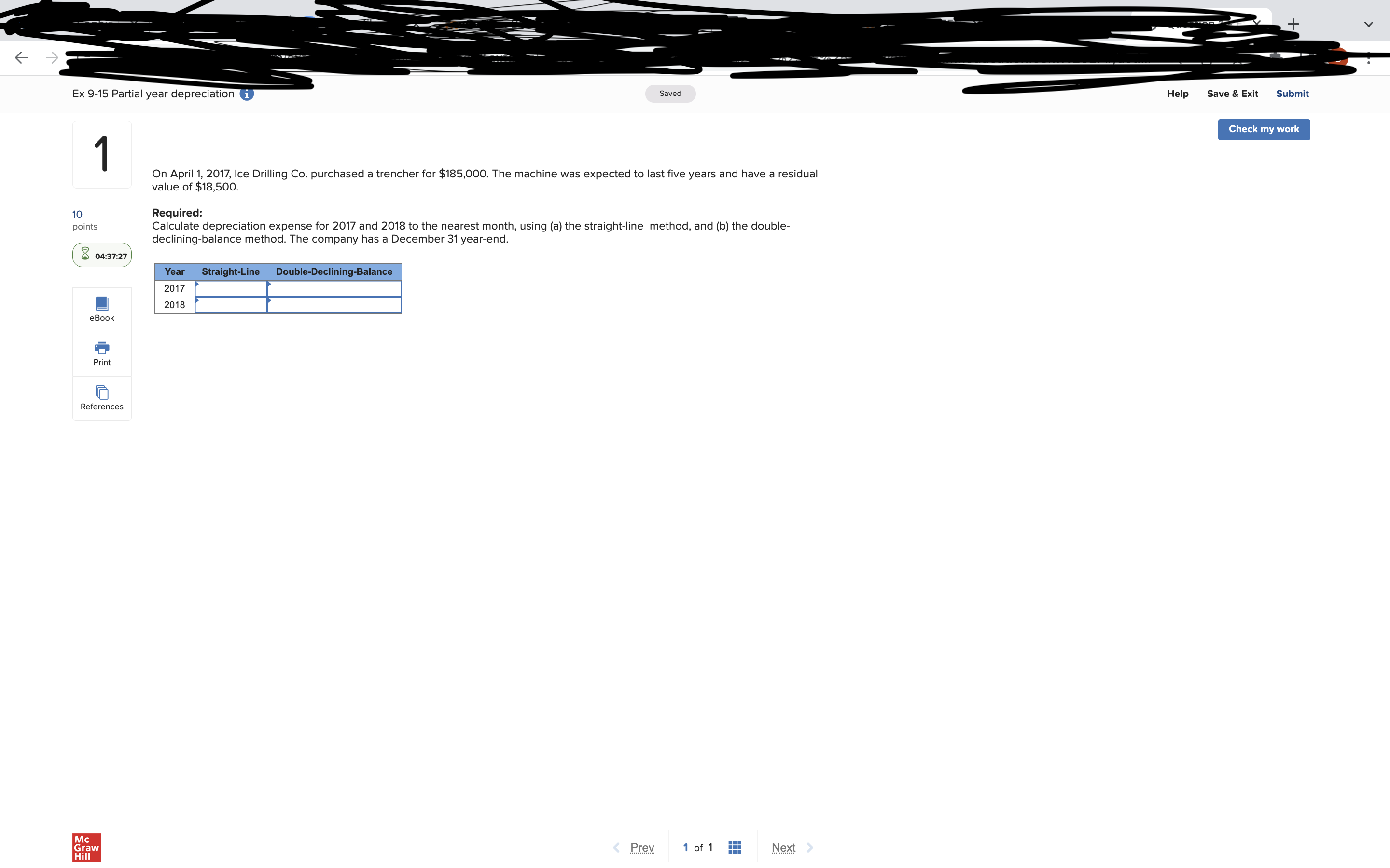 + Ex 9-15 Partial year depreciation i Saved Help Save &