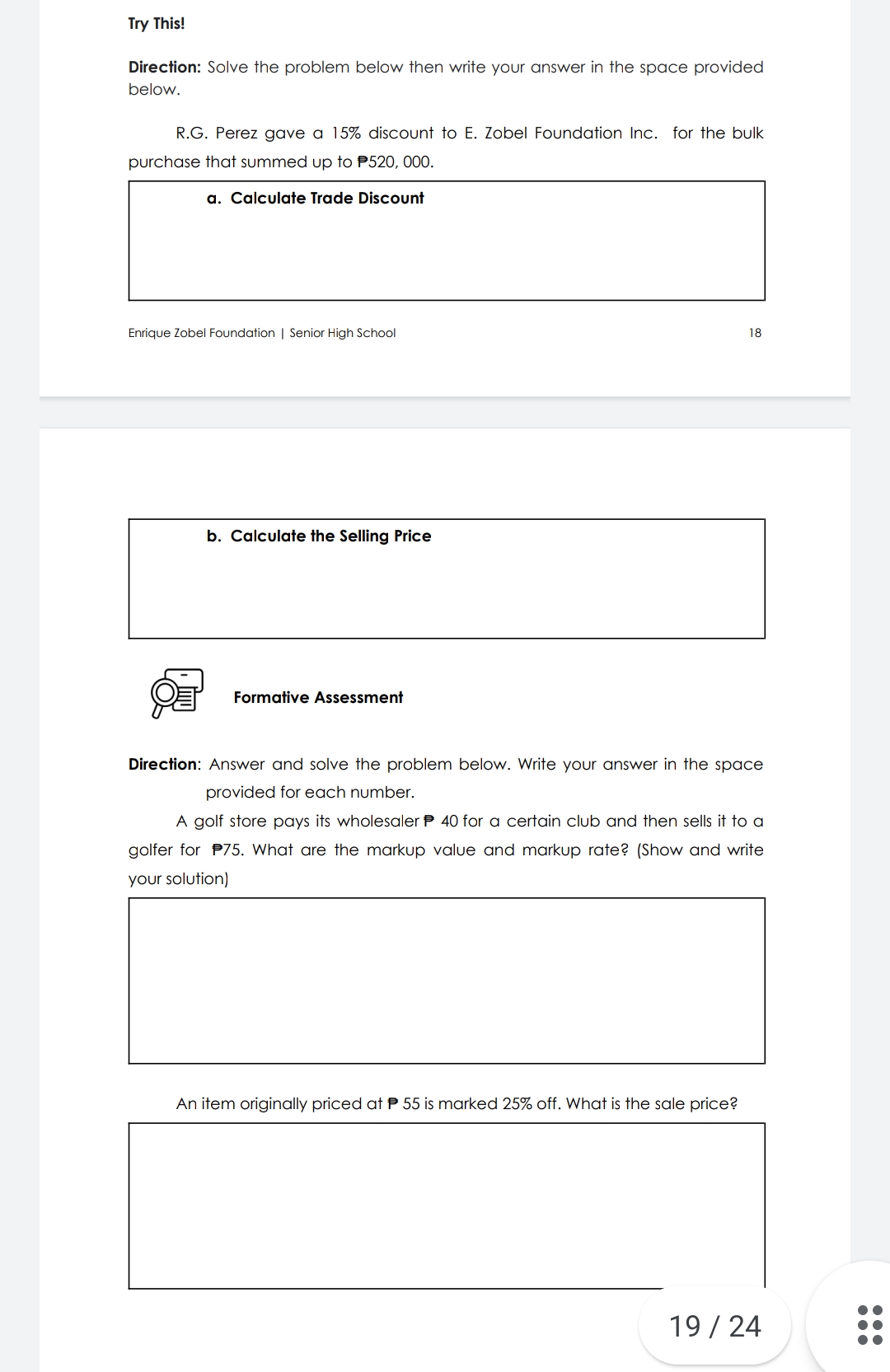  Try This! Direction: Solve the problem below then write your answer