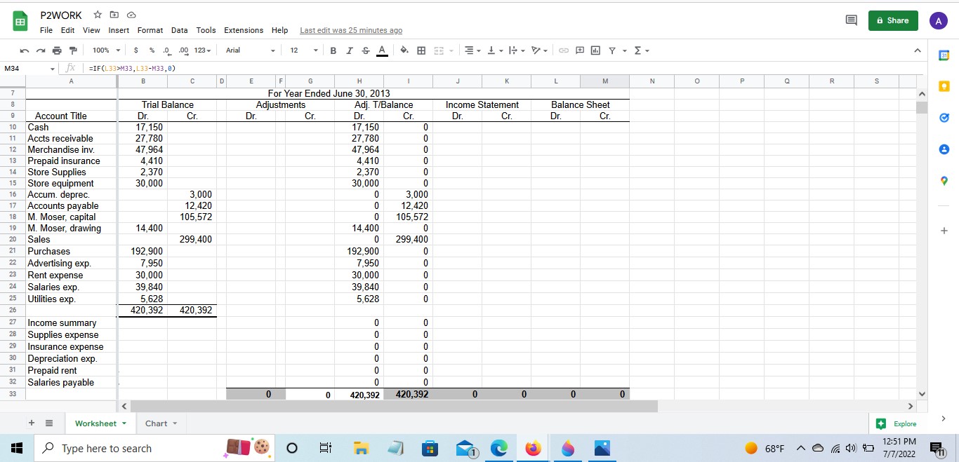 P2WORK #7 B Share File Edit View Insert Format Data Tools