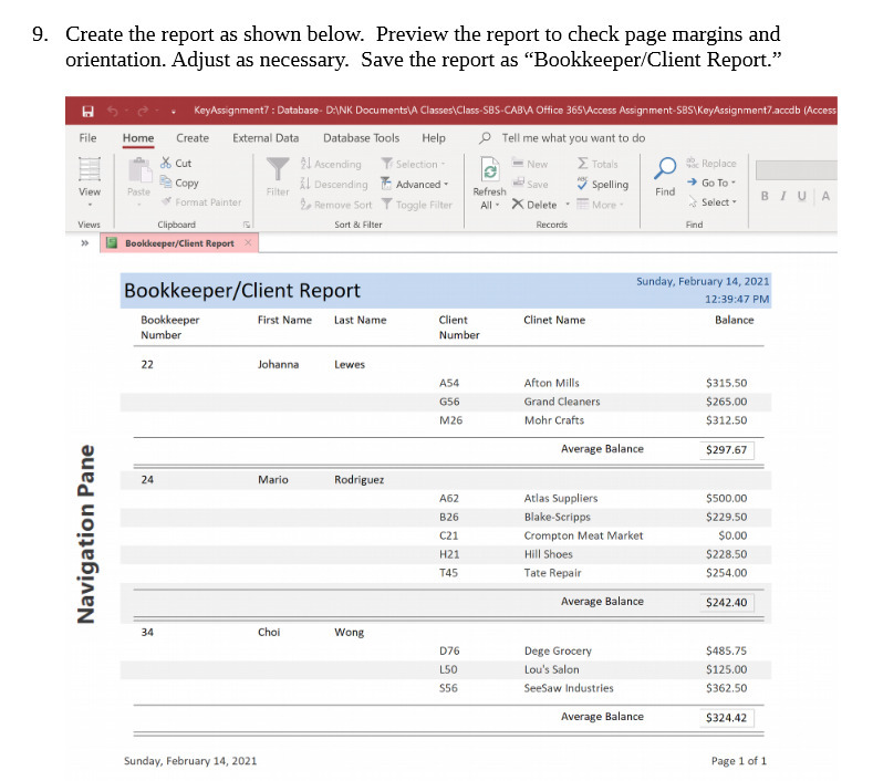  9. Create the report as shown below. Preview the report to