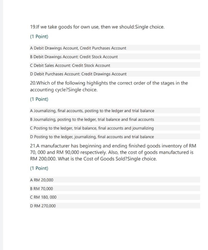 help me find this answer 19.If we take goods for own use,