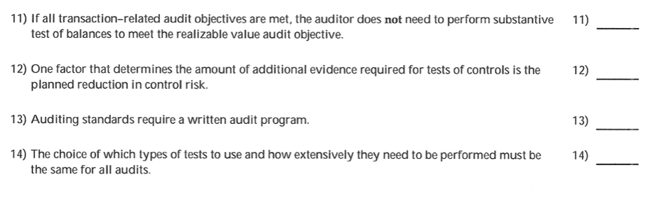 the statement is false.11) If all transaction-related audit objectives are met, the