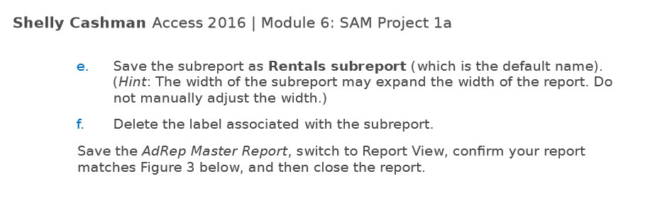  Shelly Cashman Access 2016 | Module 6: SAM Project la e.