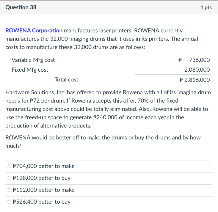 income statement for August: Sales P 153,300 Less: VC 94,900 CM P
