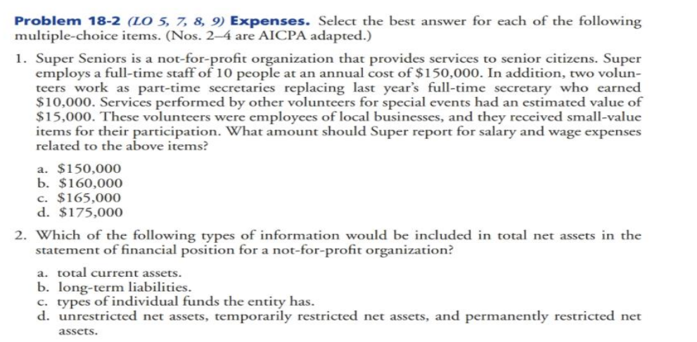  Problem 18-2 (LO 5, 7, 8, 9) Expenses. Select the best