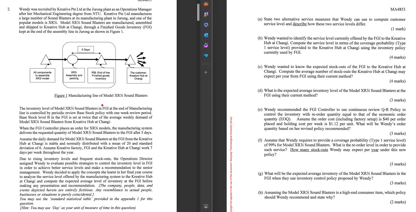  (a) State two alternative service measures that Wendy can use to