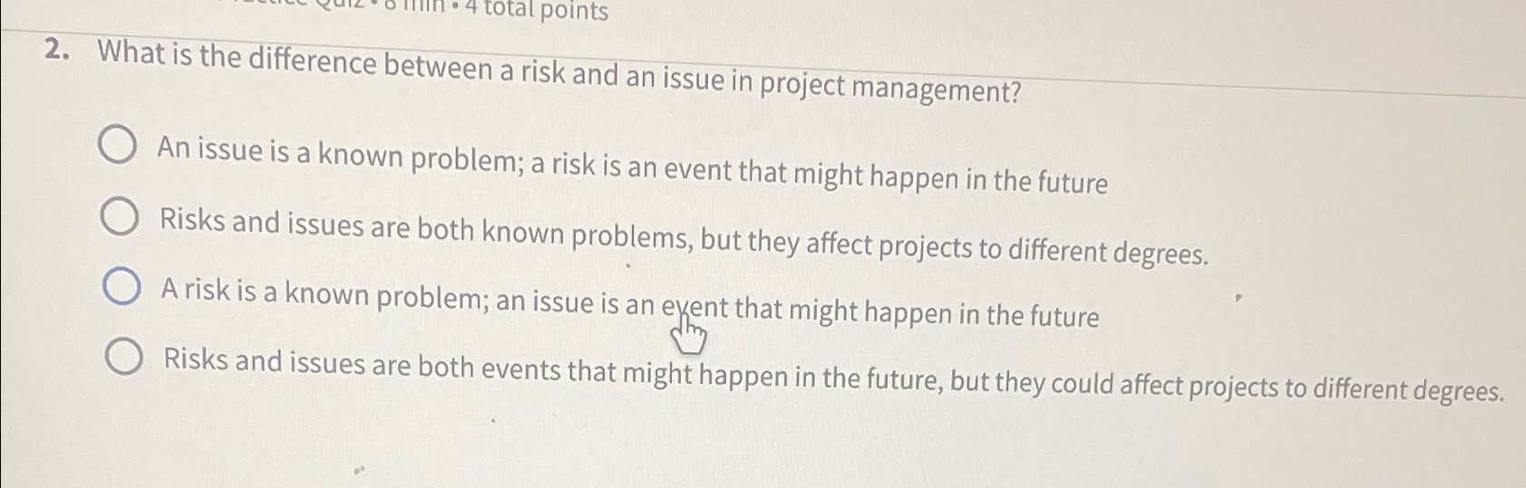  What is the difference between a risk and an issue in