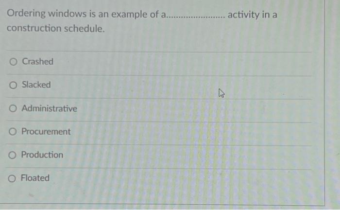  Ordering windows is an example of a activity in a construction