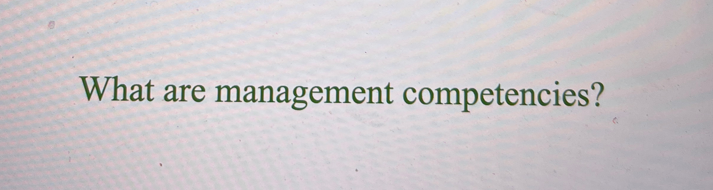  What are management competencies? 