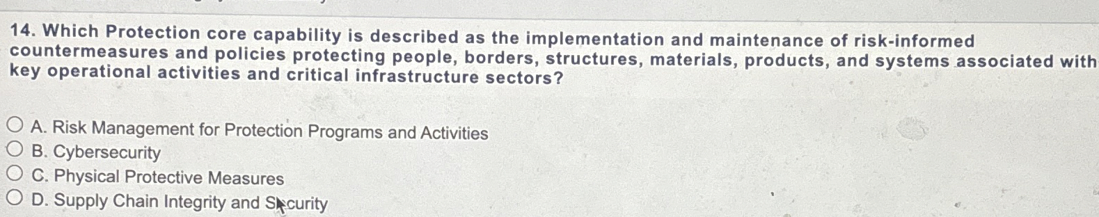  Which Protection core capability is described as the implementation and maintenance