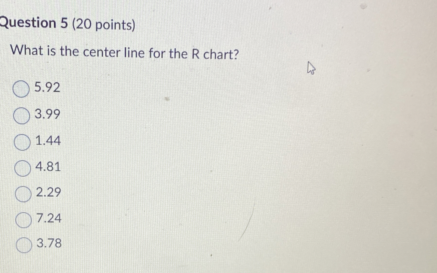  Question 5(20 points) What is the center line for the R