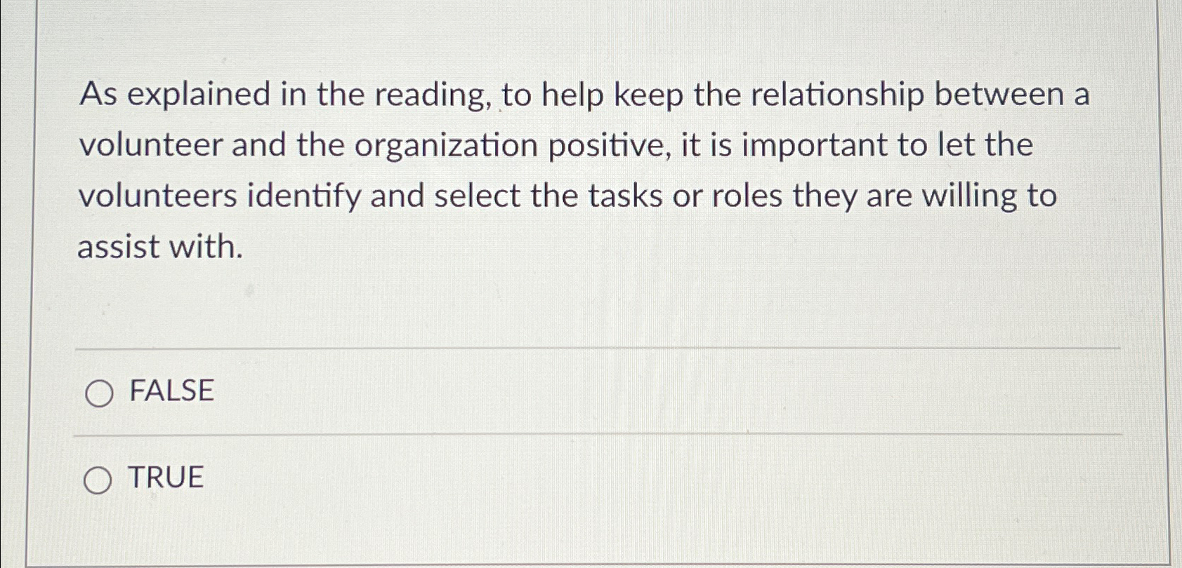  As explained in the reading, to help keep the relationship between