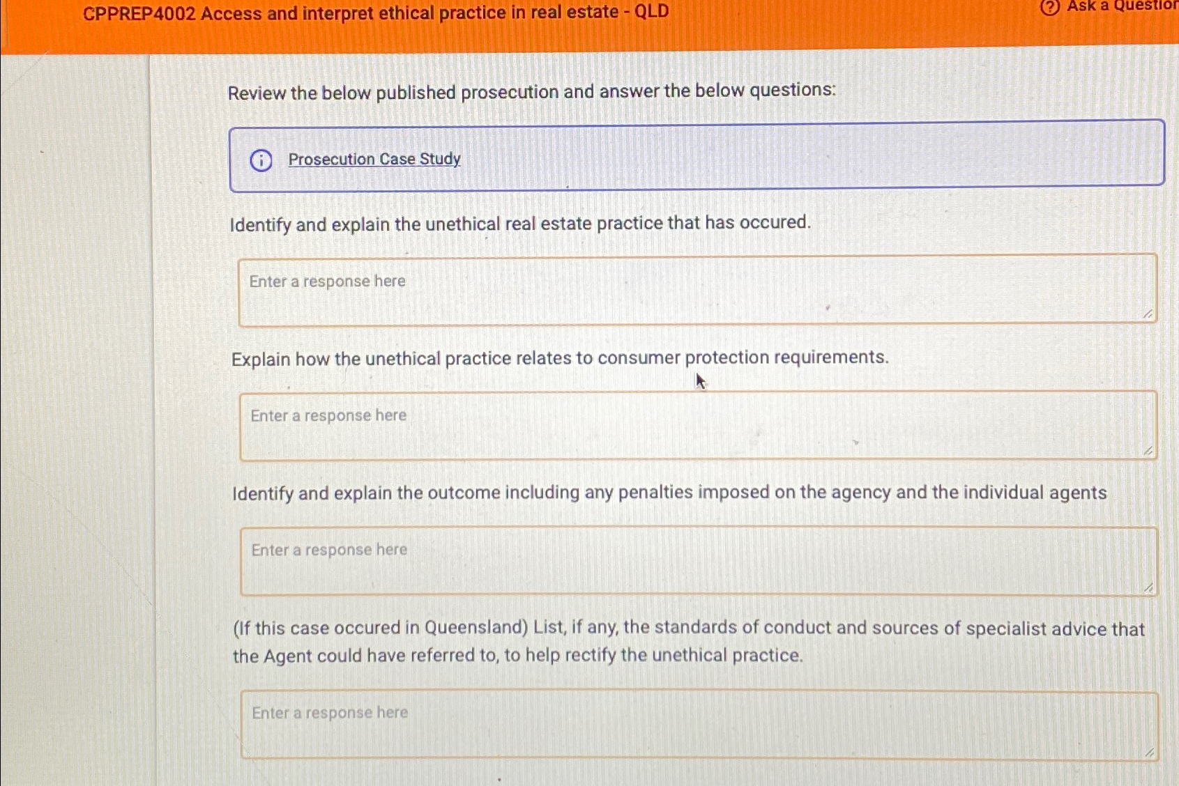  CPPREP4002 Access and interpret ethical practice in real estate - QLD