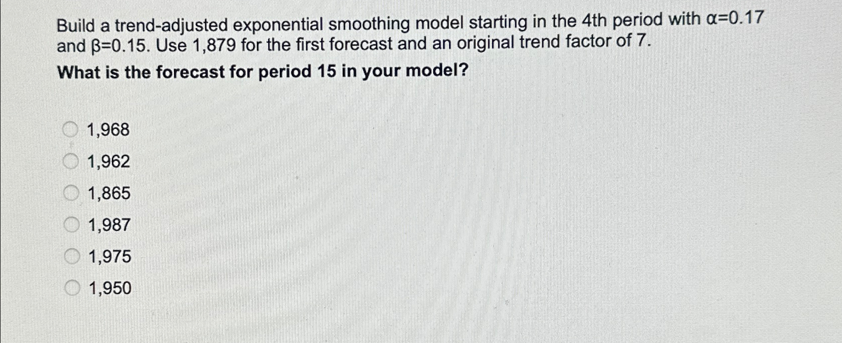  Build a trend-adjusted exponential smoothing model starting in the 4th period