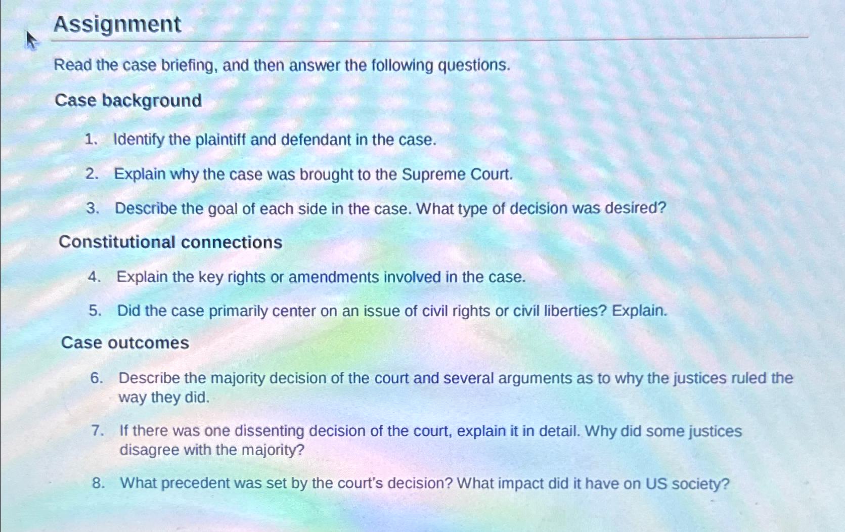  Assignment Summary For this assignment , you will research and analyze