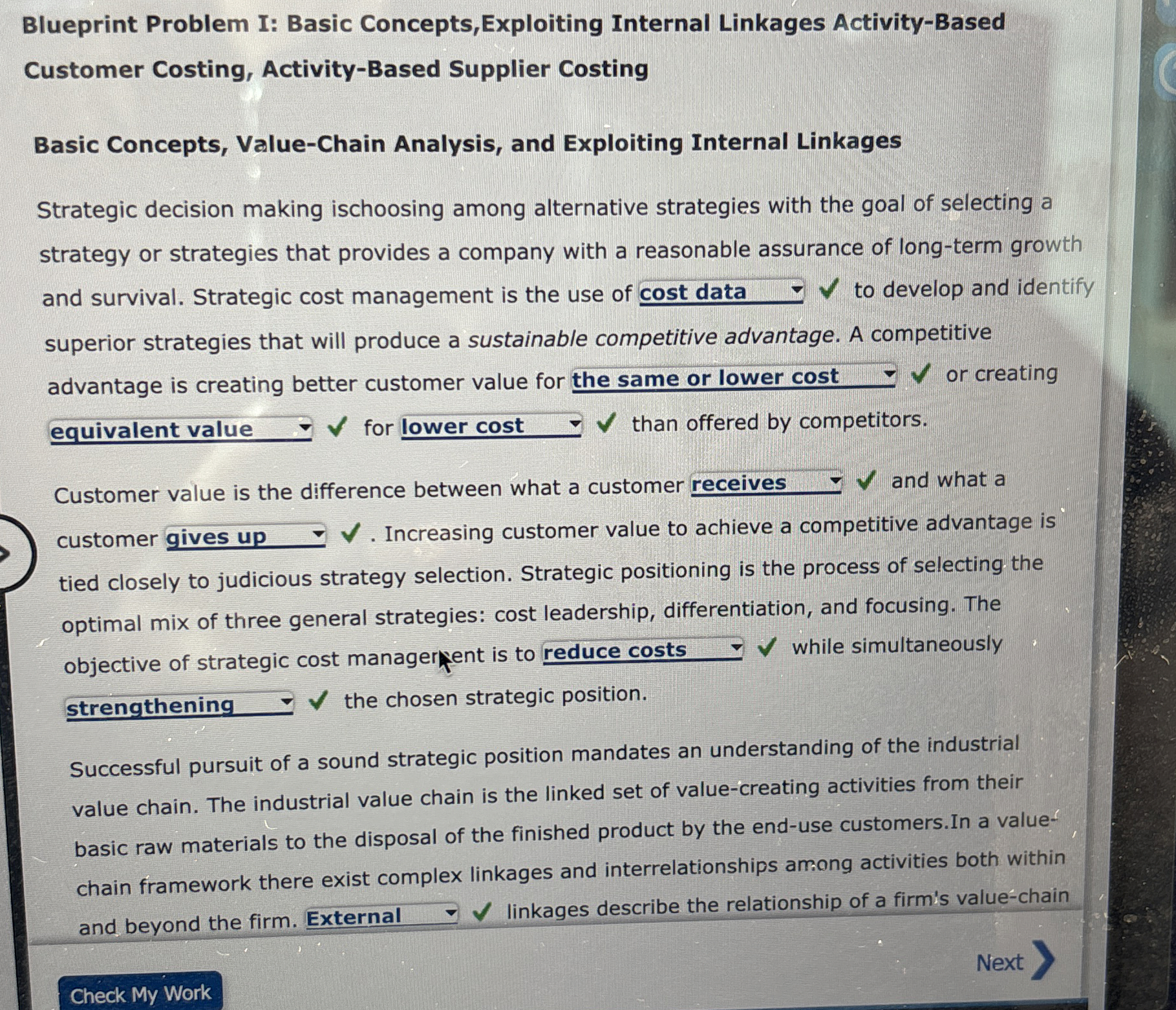  Blueprint Problem I: Basic Concepts,Exploiting Internal Linkages Activity-Based Customer Costing, Activity-Based
