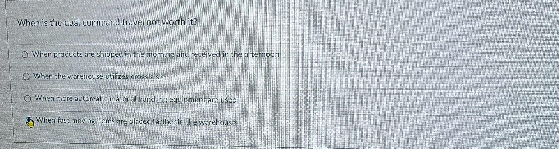  When is the dual command travel not worth it? When products