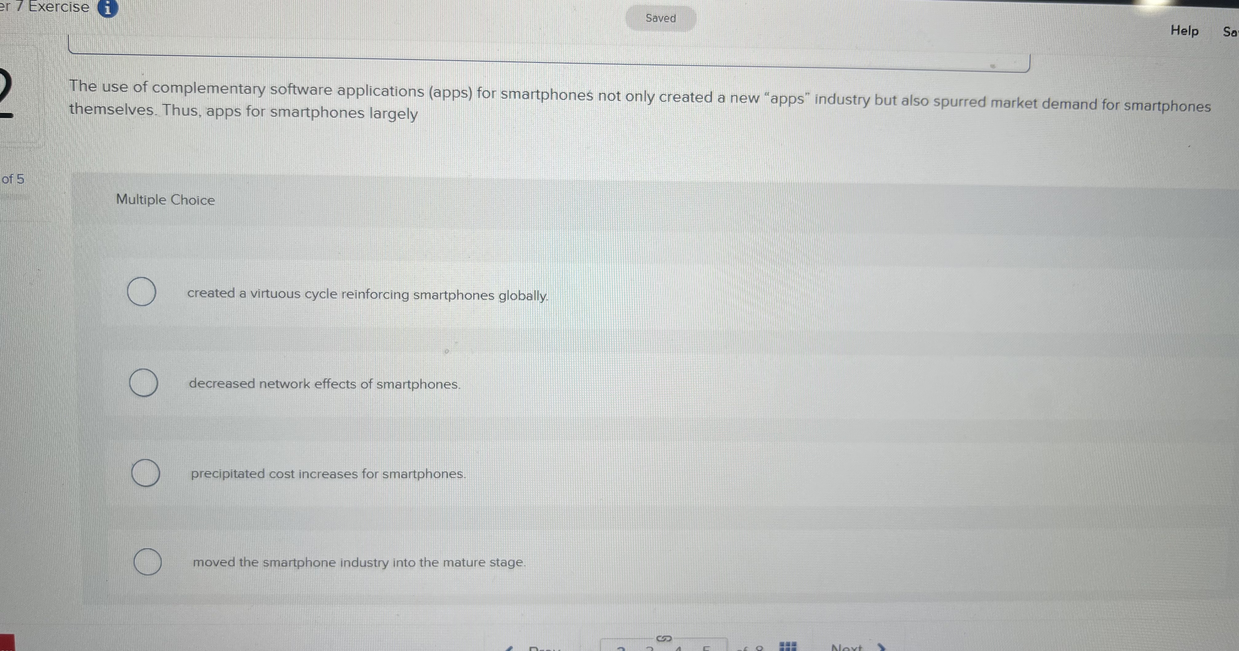  7 Exercise Saved Help The use of complementary software applications (apps)