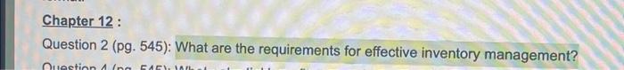  (2) please answer question 2 in detail, thabk you! Chapter 12: