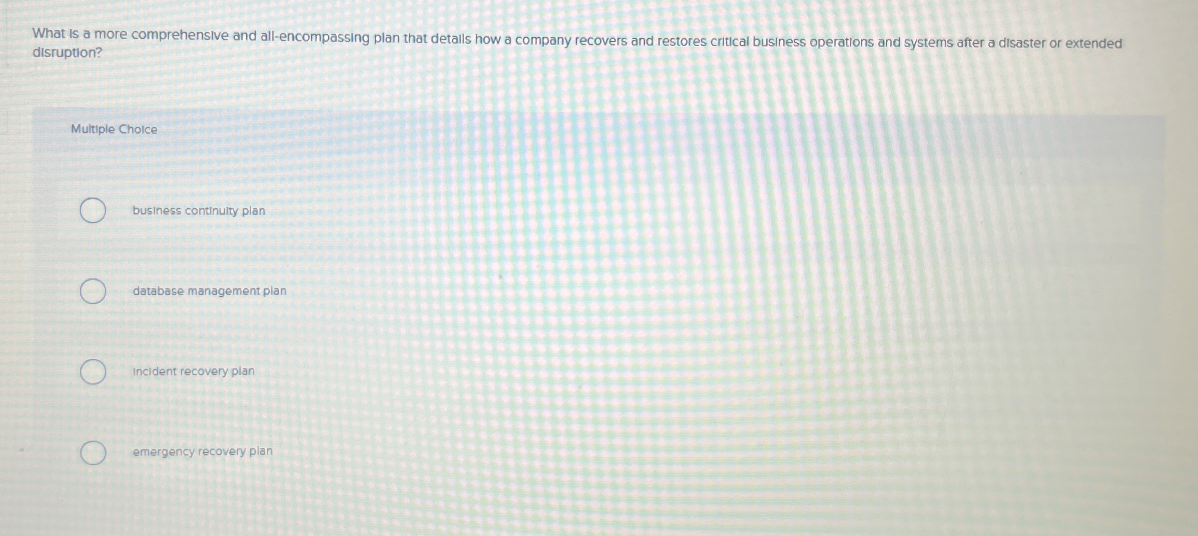  What is a more comprehensive and all-encompassing plan that detalls how