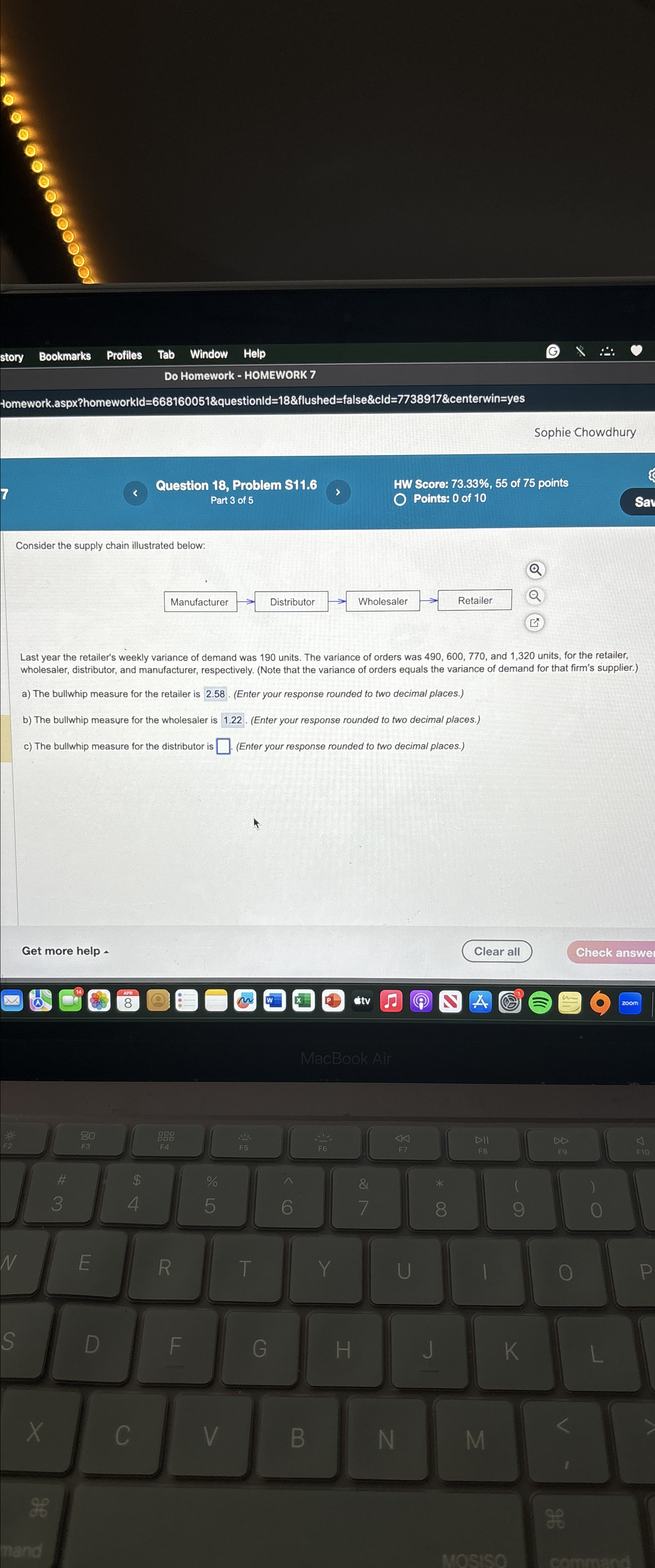  Bookmarks Profiles Window Help Do Homework - HOMEWORK 7 Homework.aspx?homeworkld=668160051&questionld=18&flushed=false&cId=7738917erwin=yes Sophie