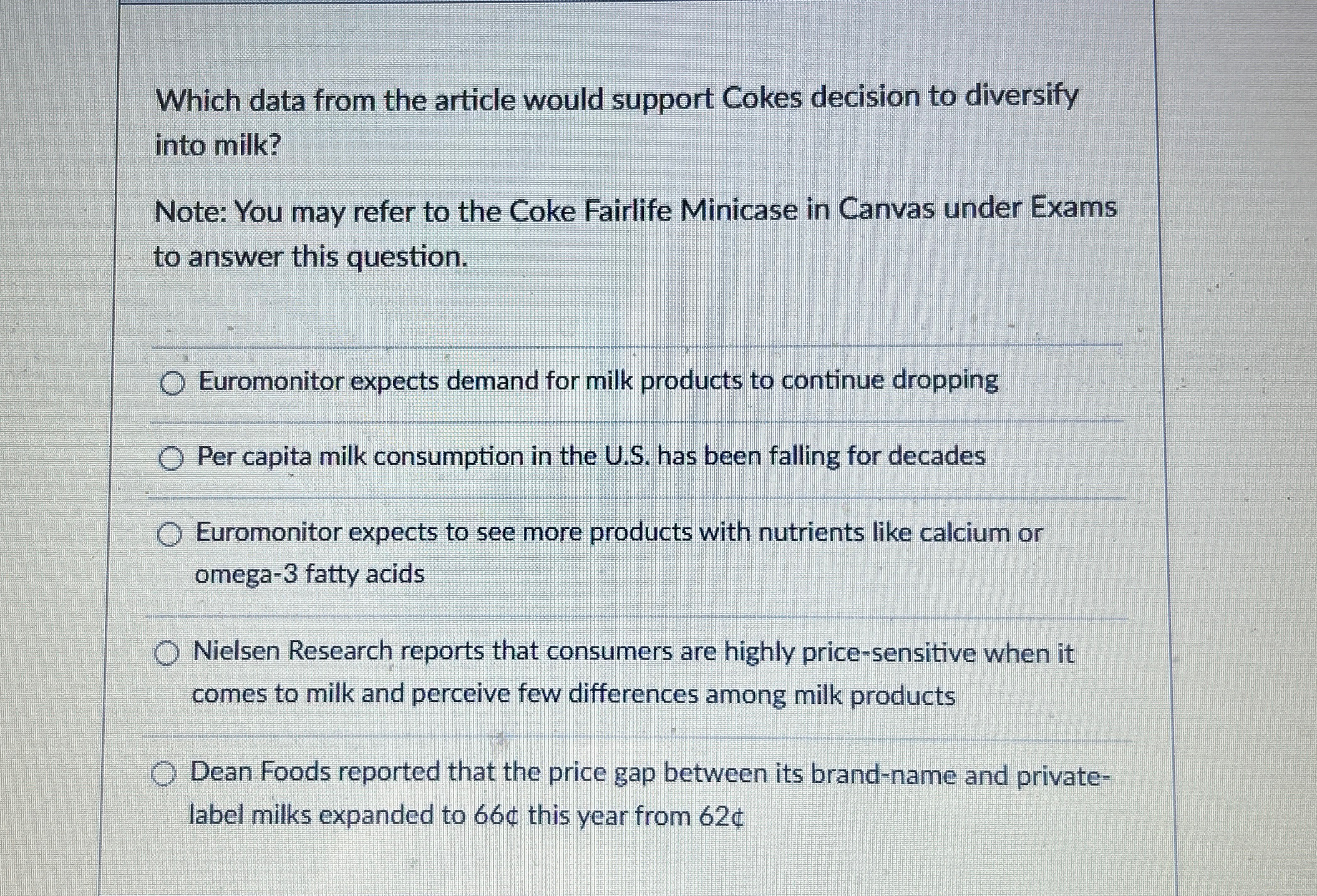  Which data from the article would support Cokes decision to diversify